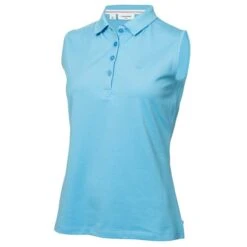 Ladies Sleeveless Performance Cotton Pique Polo Shirt Herit Blue