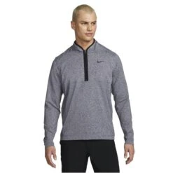 Nike Gents Dri-FIT Victory Heather ½ Zip Top Obsidian - Pure - Black (451)