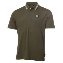 DKNY Gents Spike Pique Polo Shirt Olive Green - White