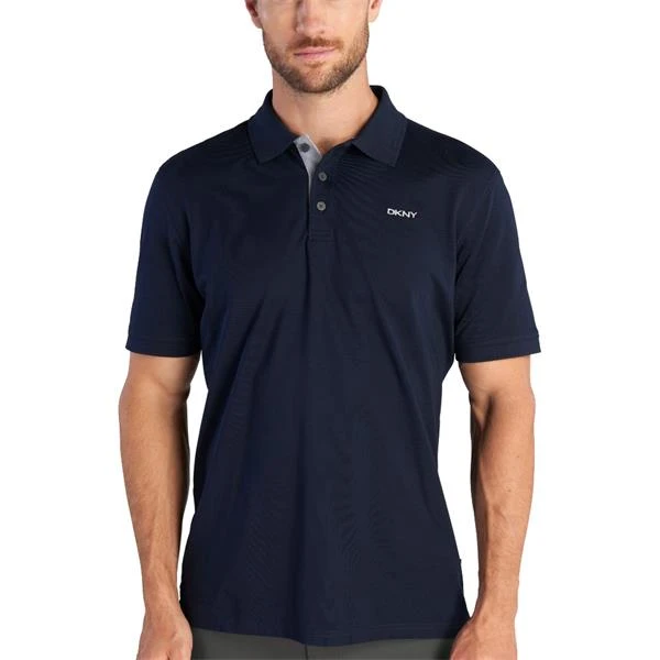 DKNY Gents Bronx Pique Polo Shirt Navy - Silver - Image 3