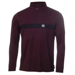 DKNY Gents Tournament ¼ Zip Top Burgundy