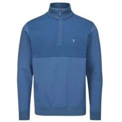 Farah Gents Conley ¼ Zip Top Dusky Blue