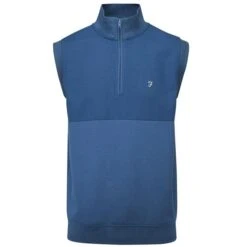 Farah Gents Clint ¼ Zip Gilet Dusky Blue