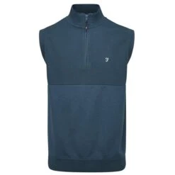 Farah Gents Clint ¼ Zip Gilet Teal