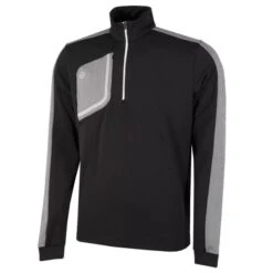 Galvin Green Gents Dwight ½ Zip Insula Black - Sharkskin White