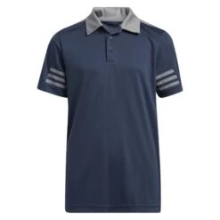 ADIDAS Junior - Boys Stripe Colour Block Polo Shirt Crew Navy
