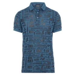 J.Lindeberg Gents KV Regular Fit Print Polo Shirt Navy O179