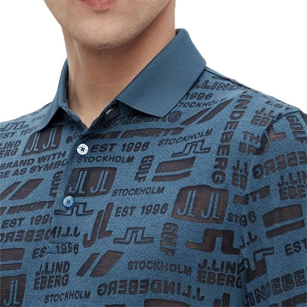 J.Lindeberg Gents KV Regular Fit Print Polo Shirt Navy O179 - Image 6