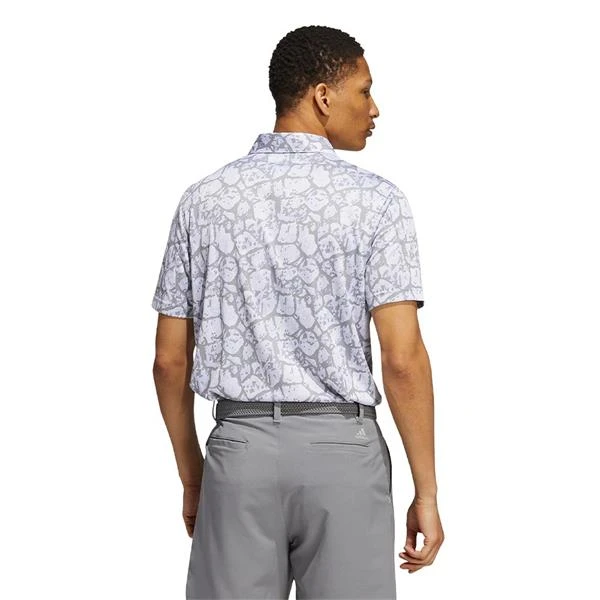 ADIDAS Gents Cobblestone-Print Recycled Content Polo Shirt Violet Tone - White - Grey Three - Image 4