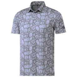 ADIDAS Gents Cobblestone-Print Recycled Content Polo Shirt Violet Tone - White - Grey Three