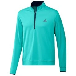 ADIDAS Gents Lightweight ¼ Zip Sweatshirt Semi Mint Rush - Crew Navy