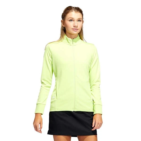 ADIDAS Ladies Textured Full Zip Jacket Pulse Lime - Image 2