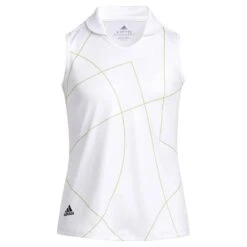 ADIDAS Junior - Girls Sleeveless Golf Polo Shirt Pulse Lime - White