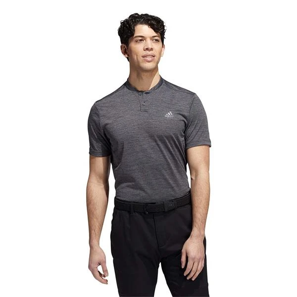 ADIDAS Gents Textured Stripe Polo Shirt Black - Grey Five - Image 2
