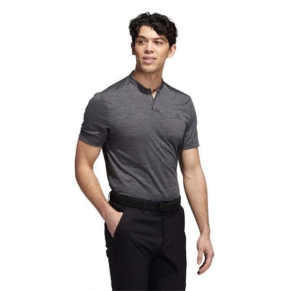 ADIDAS Gents Textured Stripe Polo Shirt Black - Grey Five - Image 4