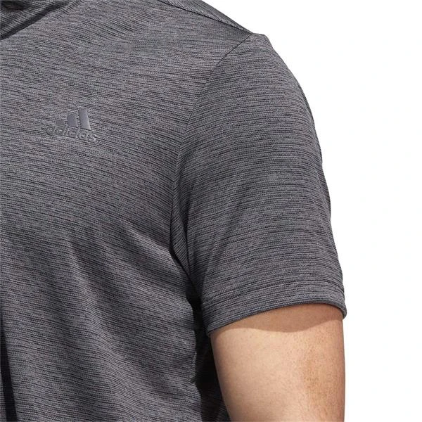 ADIDAS Gents Textured Stripe Polo Shirt Black - Grey Five - Image 5