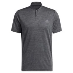 ADIDAS Gents Textured Stripe Polo Shirt Black - Grey Five