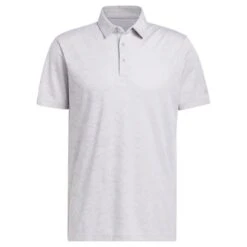 ADIDAS Gents Textured Jacquard Polo Shirt White - Grey Two