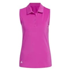 ADIDAS Ladies Ultimate 365 Solid Sleeveless Polo Shirt Lucid Fuchsia