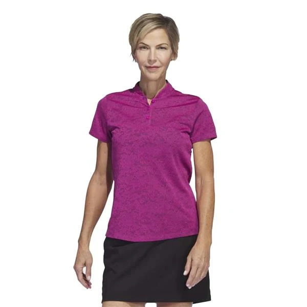 ADIDAS Ladies Jacquard Polo Shirt Lucid Fuchsia - Image 2