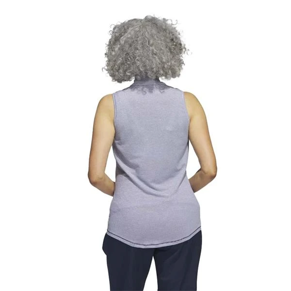 ADIDAS Ladies Two Colour Ottoman Polo Shirt Collegiate Navy - White - Image 3