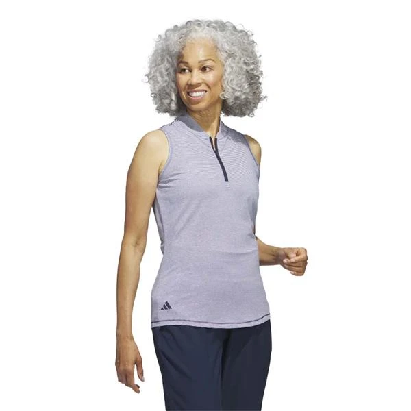 ADIDAS Ladies Two Colour Ottoman Polo Shirt Collegiate Navy - White - Image 4