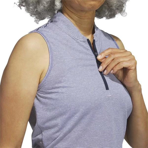 ADIDAS Ladies Two Colour Ottoman Polo Shirt Collegiate Navy - White - Image 6