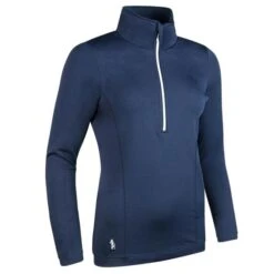 Ladies Carina Zip Neck Shaped Panel Performance Midlayer Navy