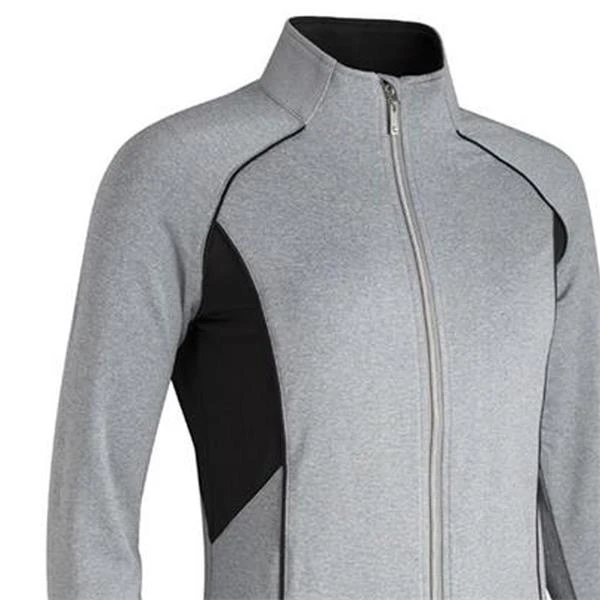 Ladies Bree Zip Front Colour Block Mid Layer Light Grey Marl - Black - Image 2