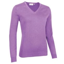 Ladies Darcy V Neck Cotton Sweater Amethyst