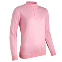 Ladies Amira Zip Neck Merino Wool Sweater Candy