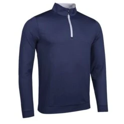 Gents Wick Zip Neck Lightweight Performance Midlayer Navy - Light Grey