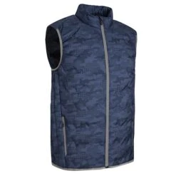Gents Bute Zip Front Gilet Navy Camo - Light Grey