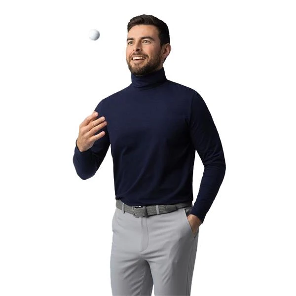 Gents Kelso Long Sleeve Roll Collar Shirt Navy - Image 3