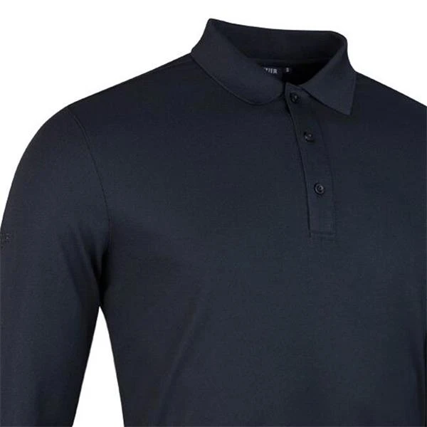 Gents Max Long Sleeve Performance Pique Polo Shirt Black - Image 2