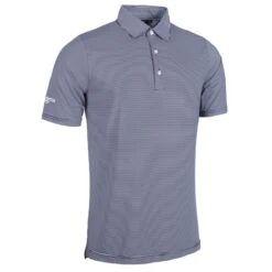 Gents Torrance Micro Stripe Performance Polo Shirt Navy - White