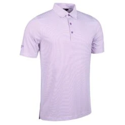 Gents Torrance Micro Stripe Performance Polo Shirt White - Amethyst