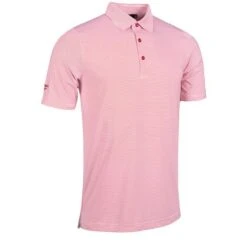 Gents Torrance Micro Stripe Performance Polo Shirt White - Garnet
