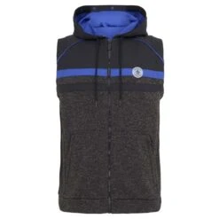 Original Penguin Gents Mixed Fleece Hoodie Vest Dark Caviar Heather (011)