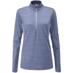 Ping Ladies Skye ½ Zip Top Bleached Denim Marl - White