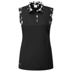 Ping Ladies Evie Sleeveless Polo Shirt Black White