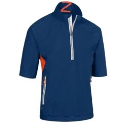 Gents Power Torque ¼ Zip Short Sleeve Waterproof Top Blue Indigo - Flame