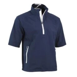 Gents Power Torque ¼ Zip Short Sleeve Waterproof Top Navy - White