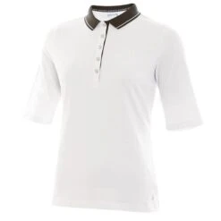 Ladies Pat Jersey Club ½ Sleeve Polo Shirt White - Black