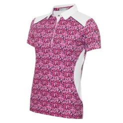 Ladies Ember Printed Panels Polo Shirt Petal
