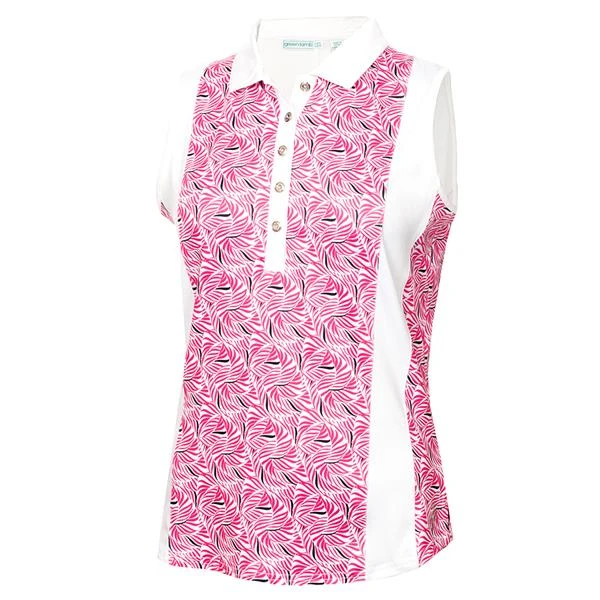 Ladies Kay Sleeveless Printed Panel Polo Shirt Swirl