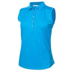 Ladies Kaydee Sleeveless Ripple Polo Shirt Cobalt