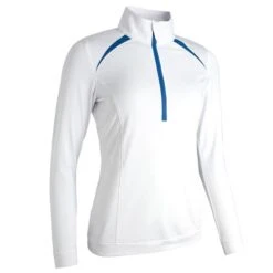 Ladies Arosa ¼ Zip Neck Shoulder Panelled Performance Fleece Midlayer White - Ocean