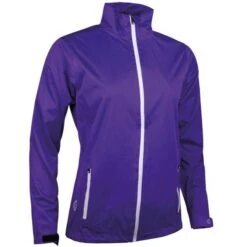 Ladies Tech-Lite Waterproof Jacket Purple - White