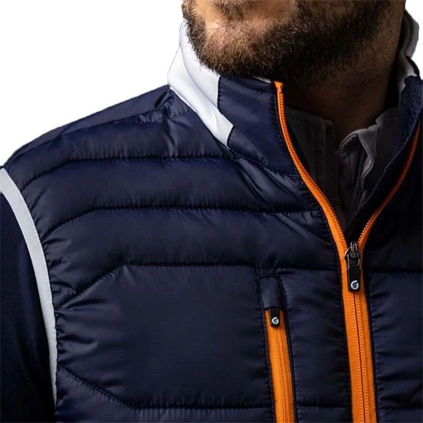 Gents Anton Zip Front Padded Stretch Panel Performance Gilet Navy - Silver - Lava - Image 3